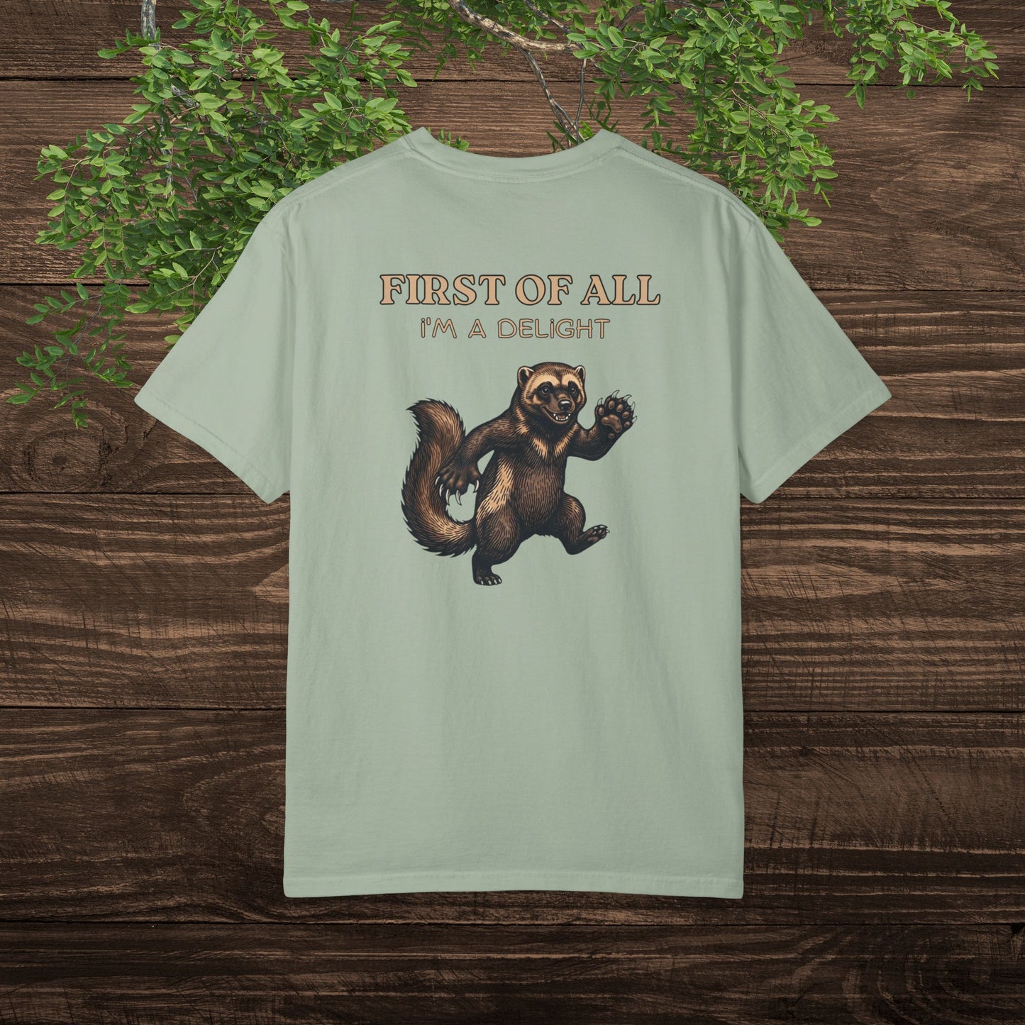 Funny Wolverine T-Shirt — "First of All I'm a Delight" Michigan Animal Tee