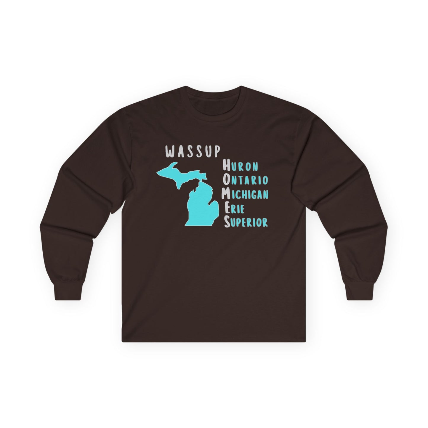 WASSUP HOMES Long Sleeve Tee – Great Lakes Acronym Shirt – Our Best Seller
