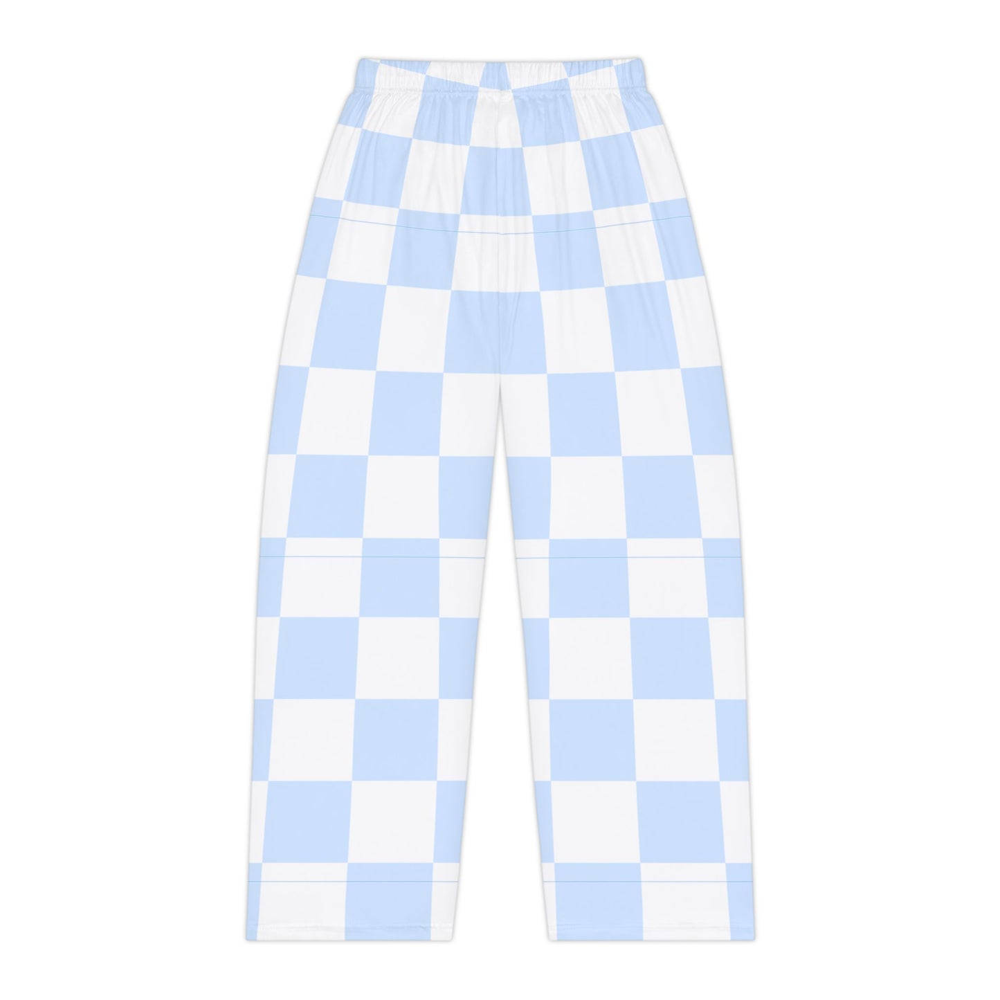 Light Blue Check & White Women's Pajama Pants — Cozy Sleepwear Lounge Pants