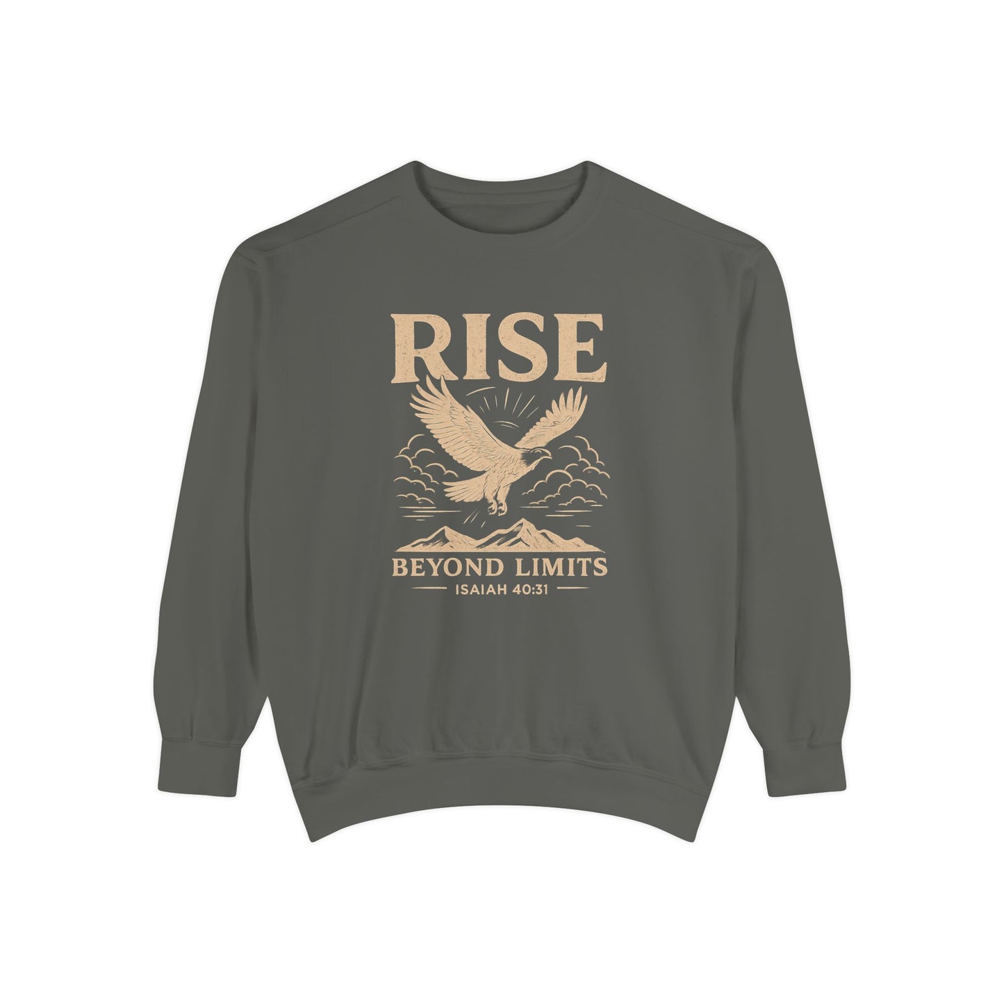 RISE Above All Limits | Isaiah 40:31 Eagle Comfort Colors® Long-Sleeve Tee
