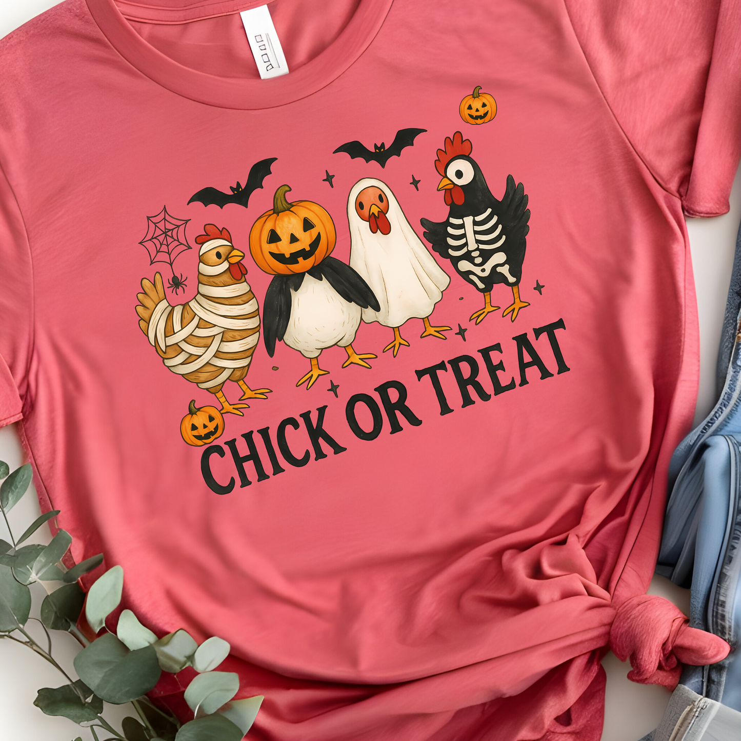 Halloween Chick or Treat Tee, Funny Halloween T-Shirt, Unisex Cotton Tee, Great for Parties, Gift for Kids and Adult