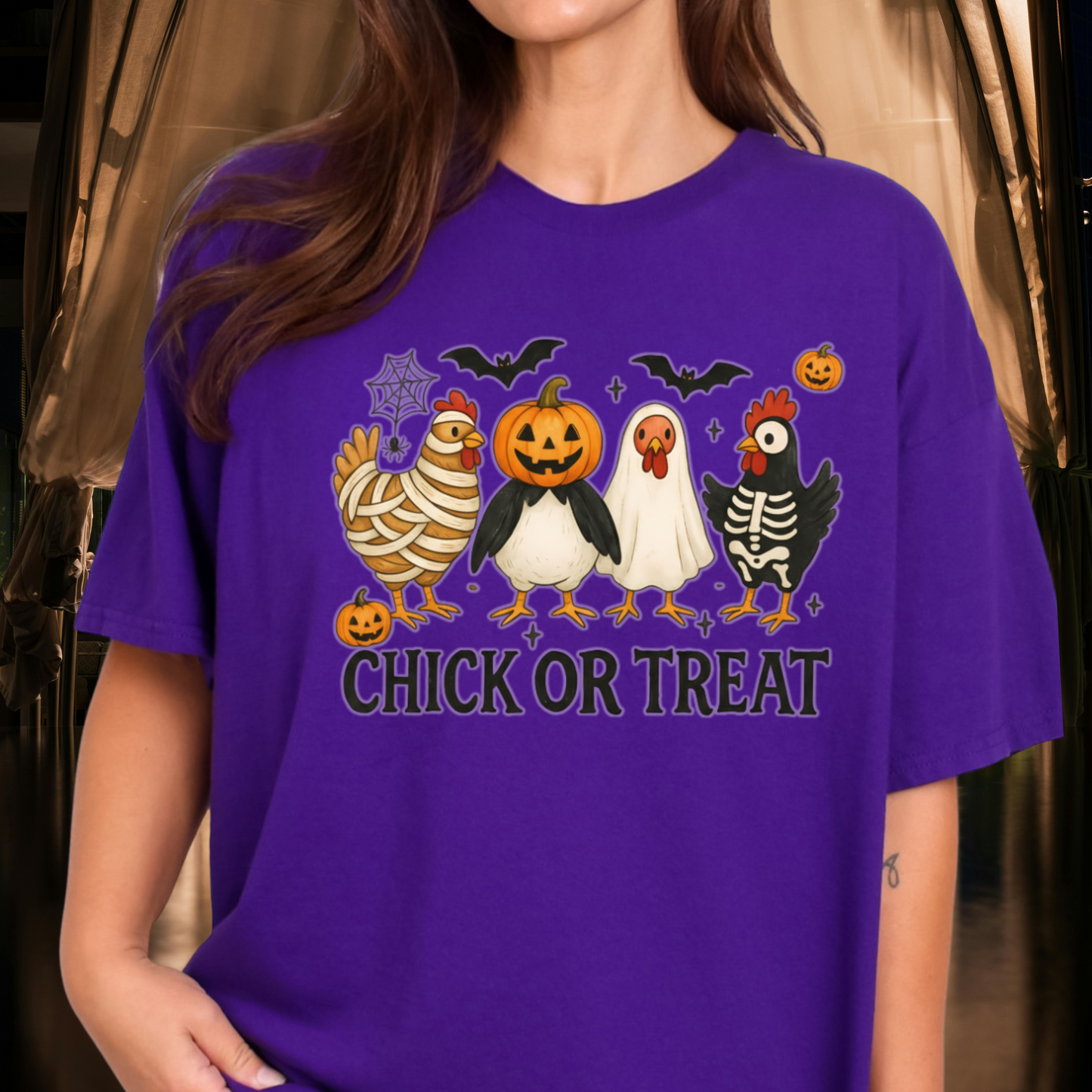 Halloween Chick or Treat Tee, Funny Halloween T-Shirt, Unisex Cotton Tee, Great for Parties, Gift for Kids and Adult