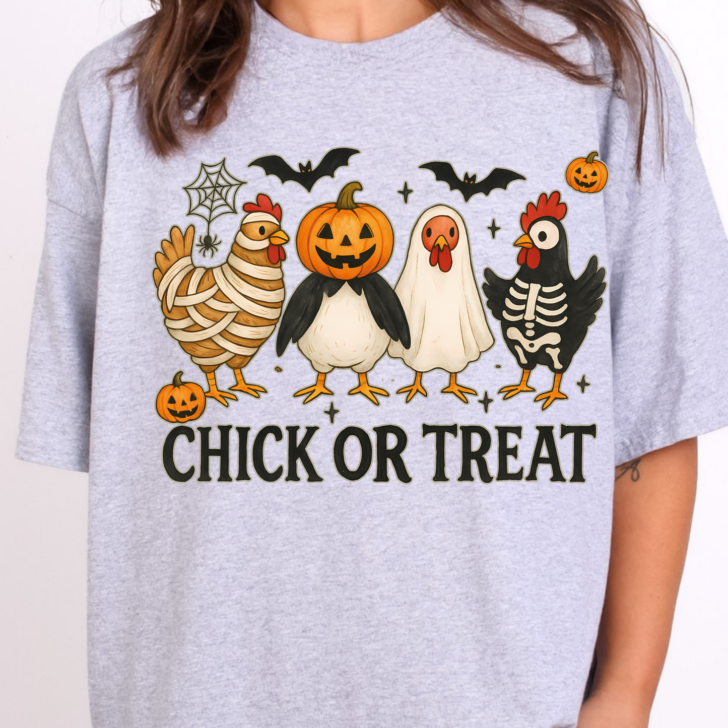 Halloween Chick or Treat Tee, Funny Halloween T-Shirt, Unisex Cotton Tee, Great for Parties, Gift for Kids and Adult