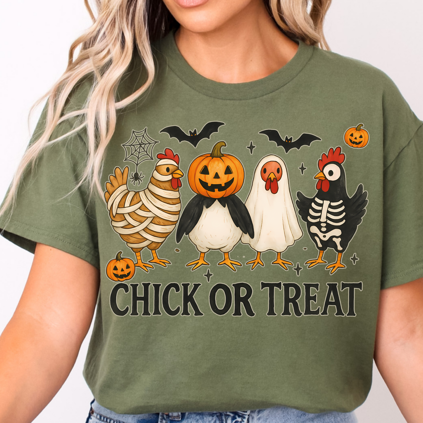 Halloween Chick or Treat Tee, Funny Halloween T-Shirt, Unisex Cotton Tee, Great for Parties, Gift for Kids and Adult