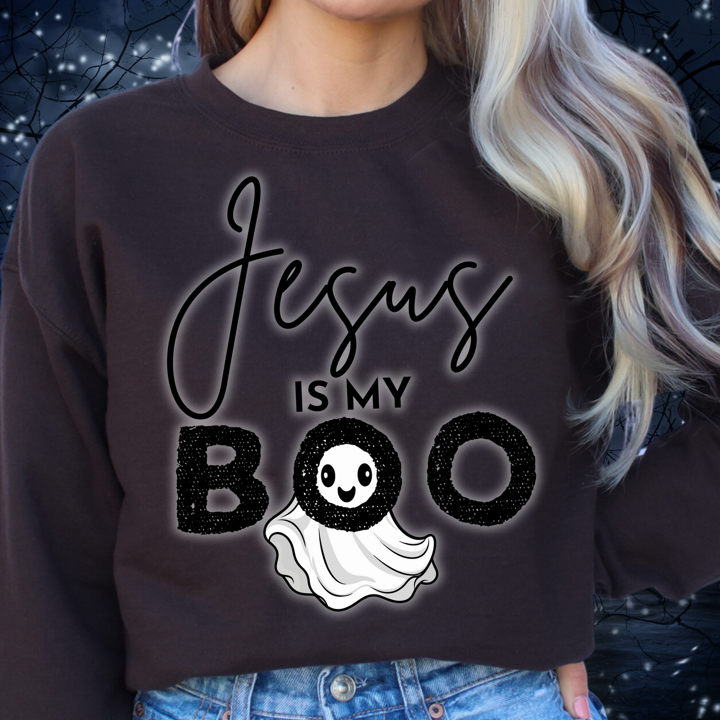 Jesus is My Boo Sweatshirt, Fall Crewneck, Halloween Apparel, Cozy Graphic Sweatshirt, Christian Outfit, Cute Gift for Him/Her