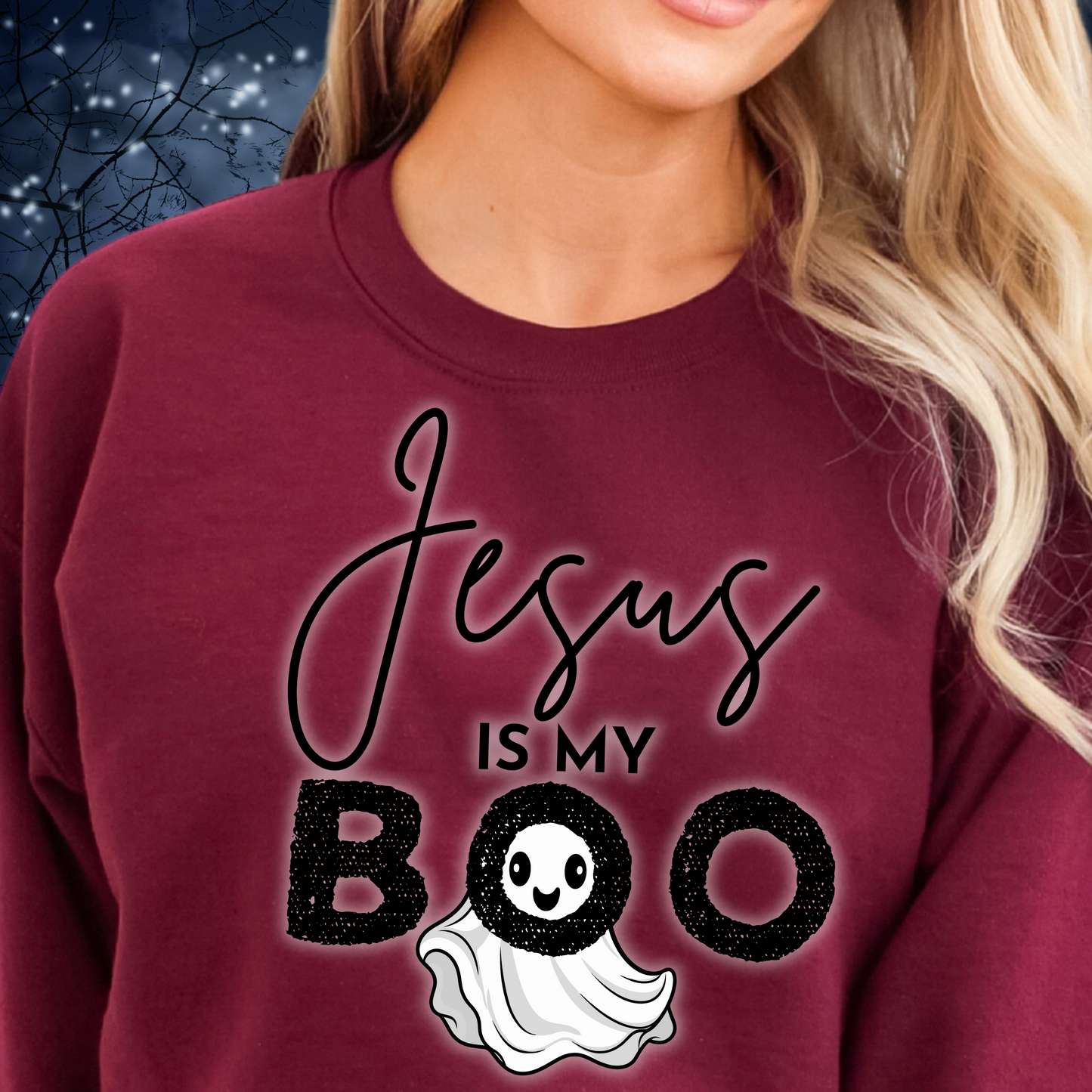 Jesus is My Boo Sweatshirt, Fall Crewneck, Halloween Apparel, Cozy Graphic Sweatshirt, Christian Outfit, Cute Gift for Him/Her