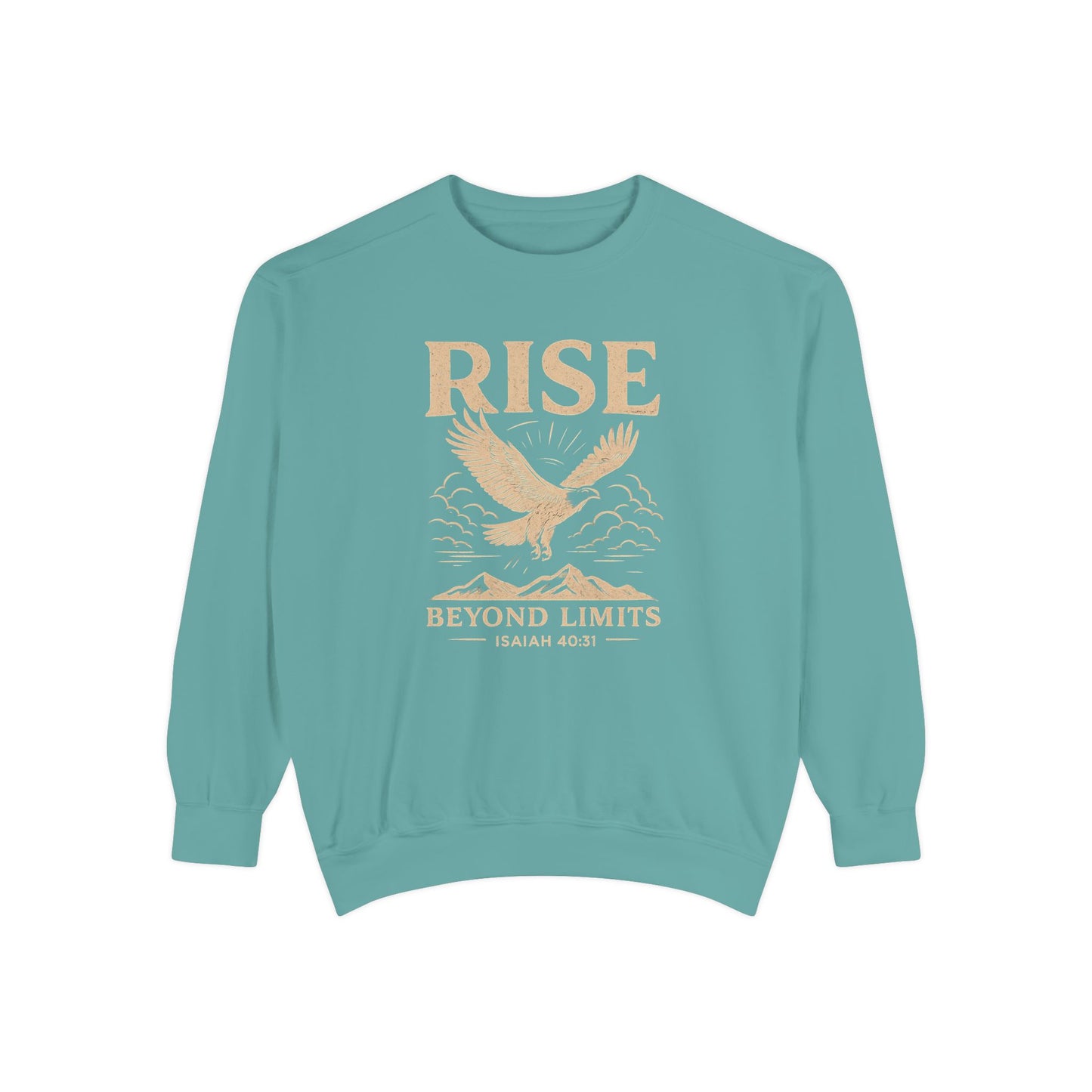 RISE Above All Limits | Isaiah 40:31 Eagle Comfort Colors® Long-Sleeve Tee