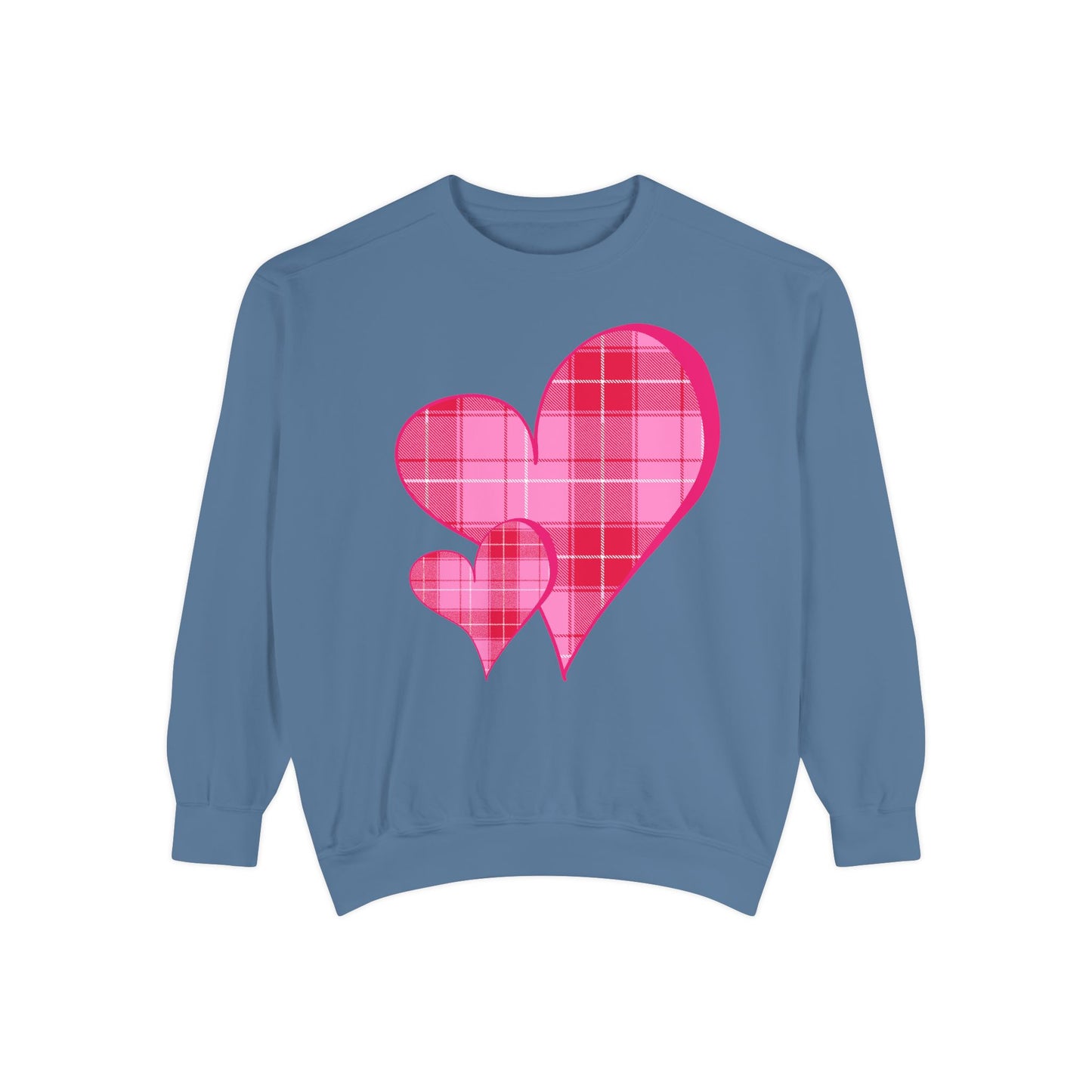 Pink Plaid Hearts Sweatshirt Valentine Heart Graphic