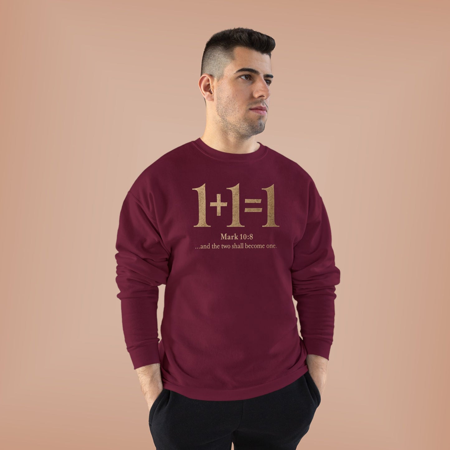 1+1=1 Faith Crewneck Sweatshirt — Christian Marriage Statement Soft Cozy Pullover for everyday wear