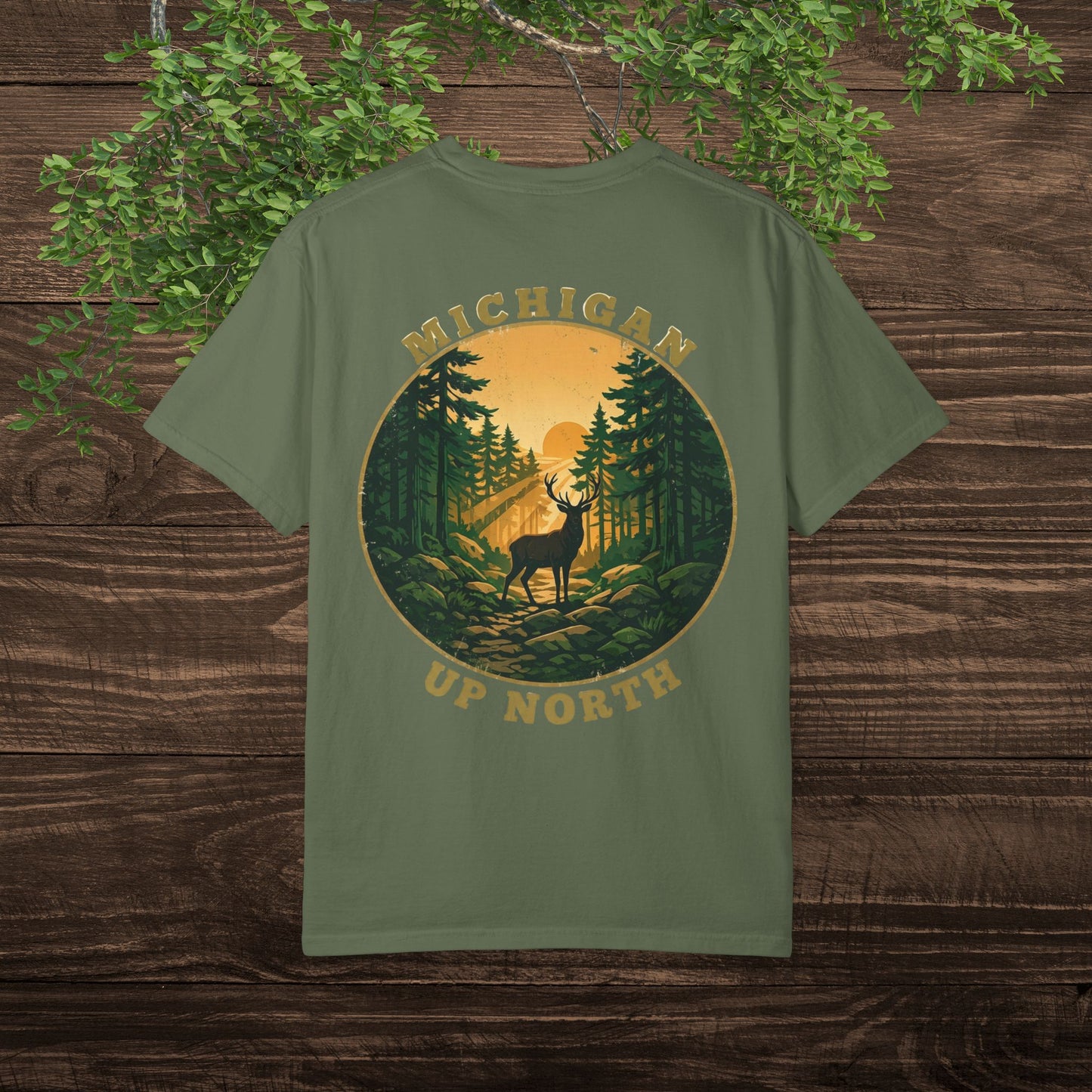 Michigan Up North Tee — Sunrise Deer Forest T-Shirt
