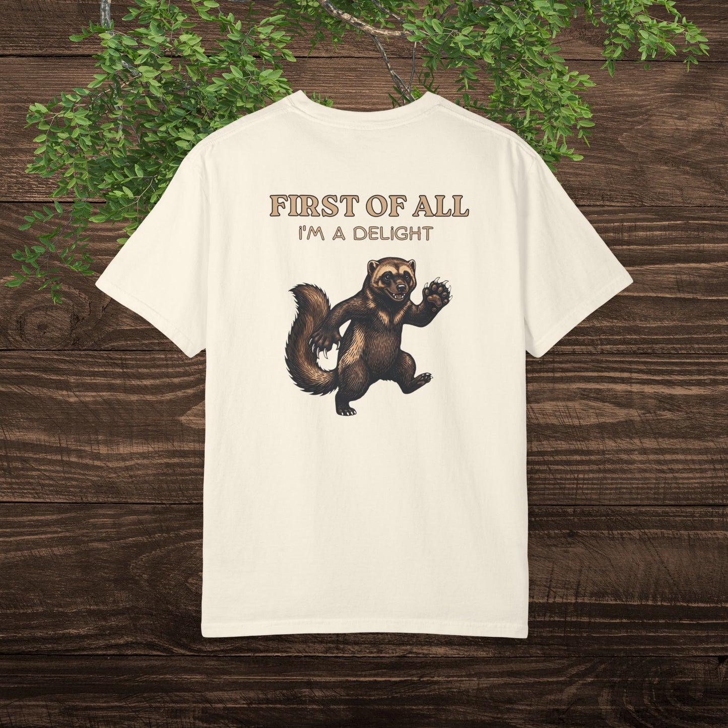 Funny Wolverine T-Shirt — "First of All I'm a Delight" Michigan Animal Tee