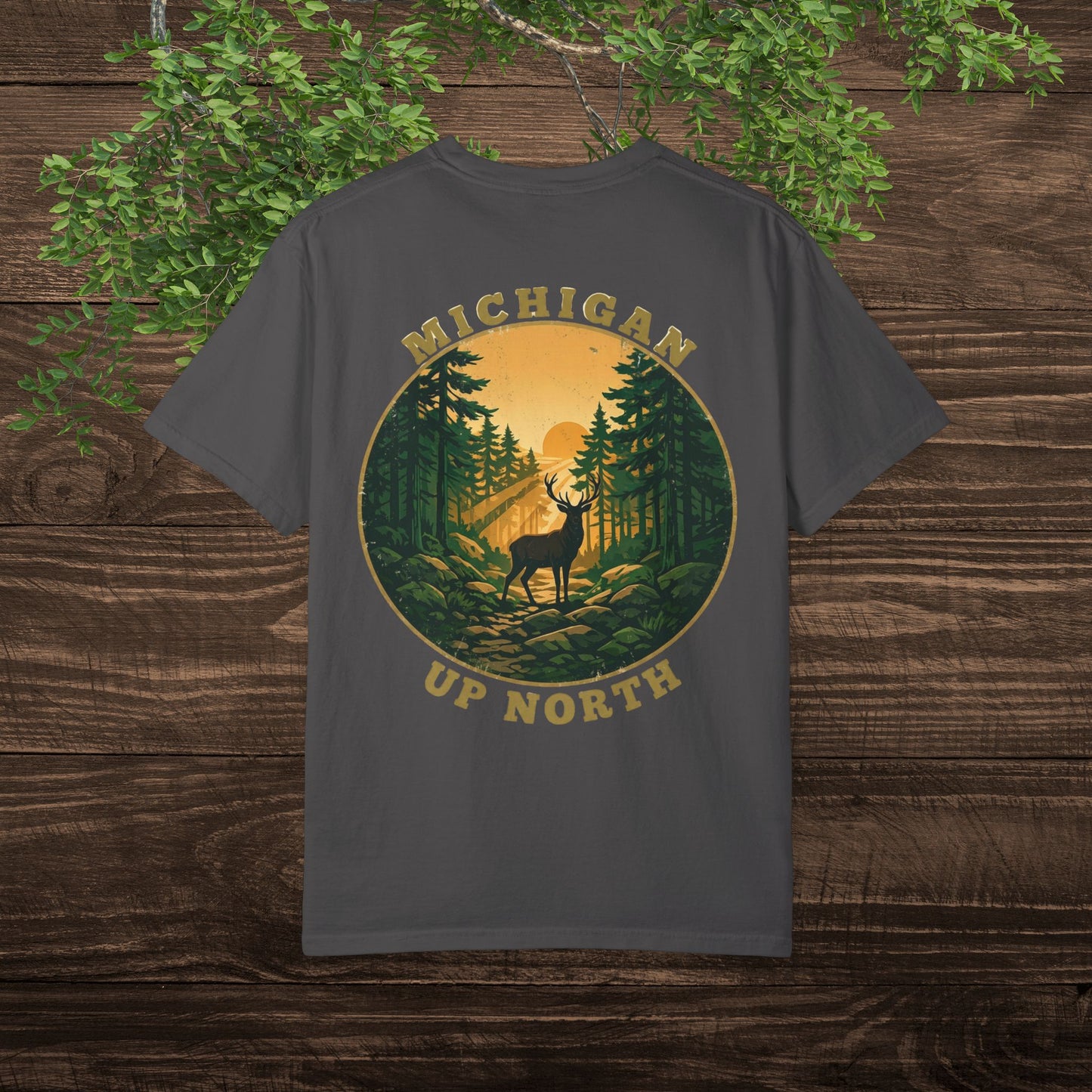 Michigan Up North Tee — Sunrise Deer Forest T-Shirt