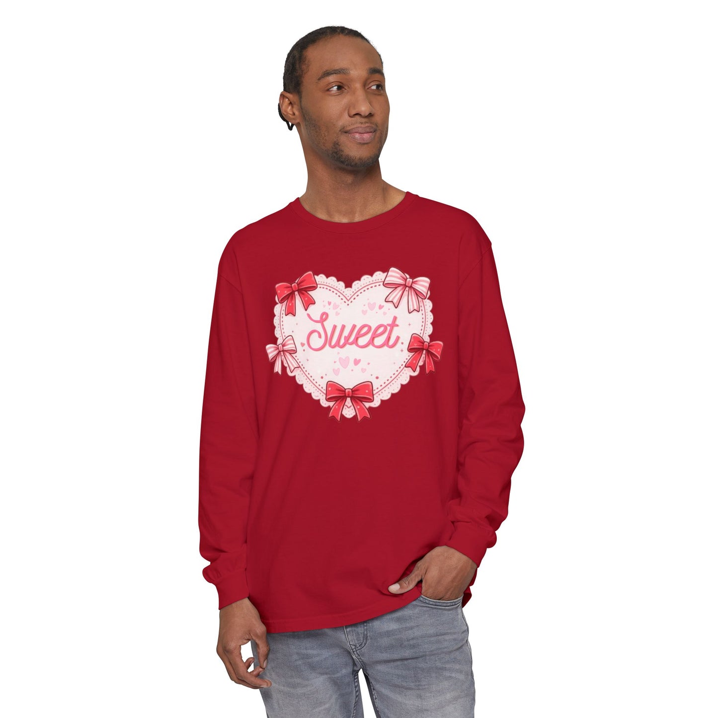 Valentine Heart Graphic Long Sleeve Shirt | Women’s Cozy Love Tee | Sweet Coquette Gift