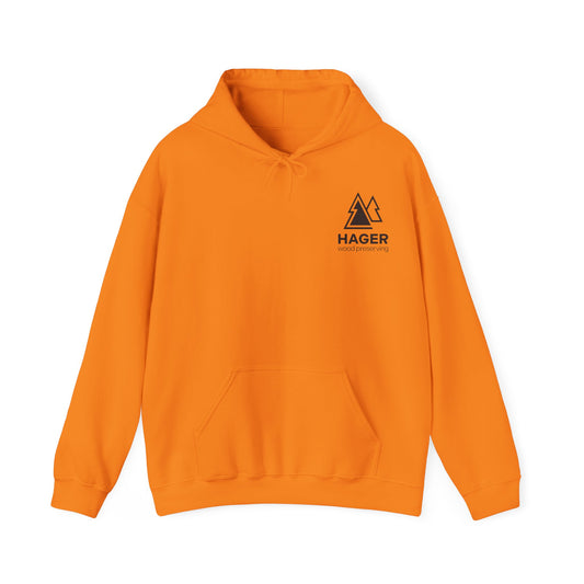 Hager Wood Preserving Logo Hoodie — Orange Workwear Pullover
