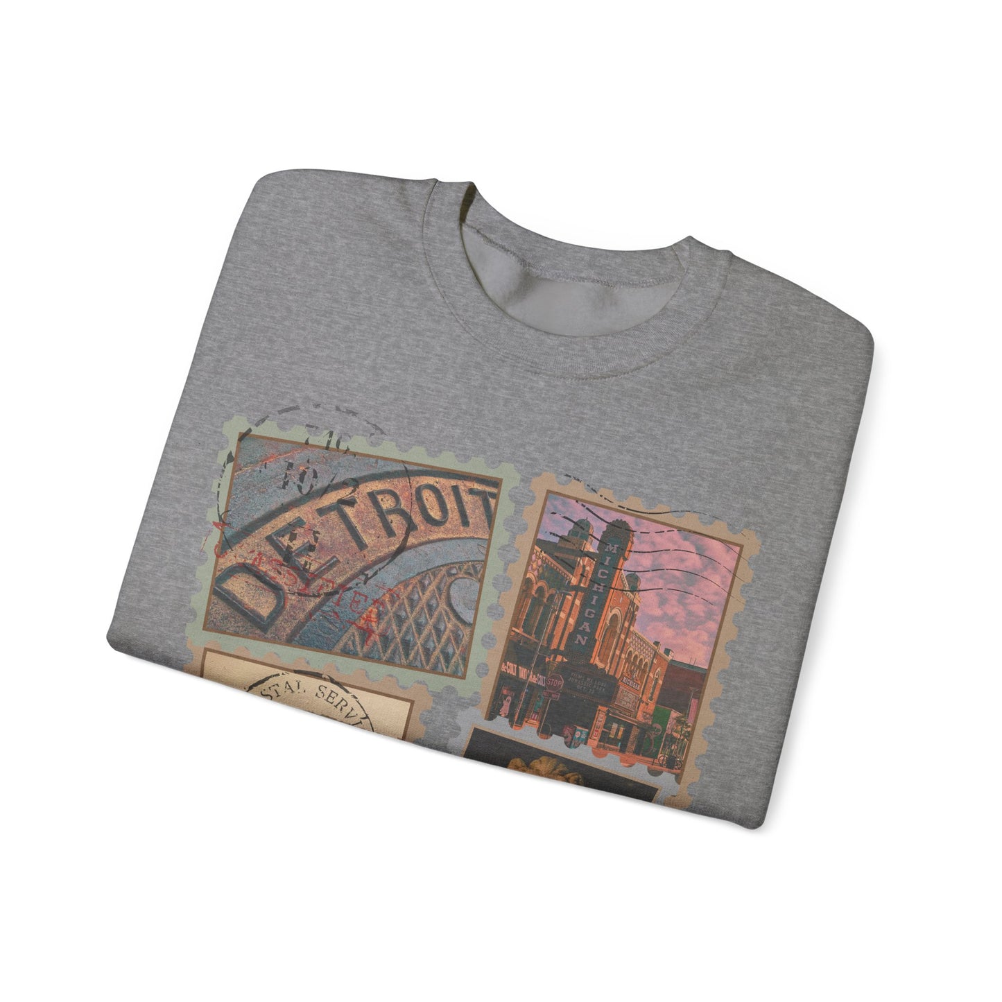 Michigan Vintage Stamp Style Sweatshirt Detroit highlight designed only for NotorieTEES