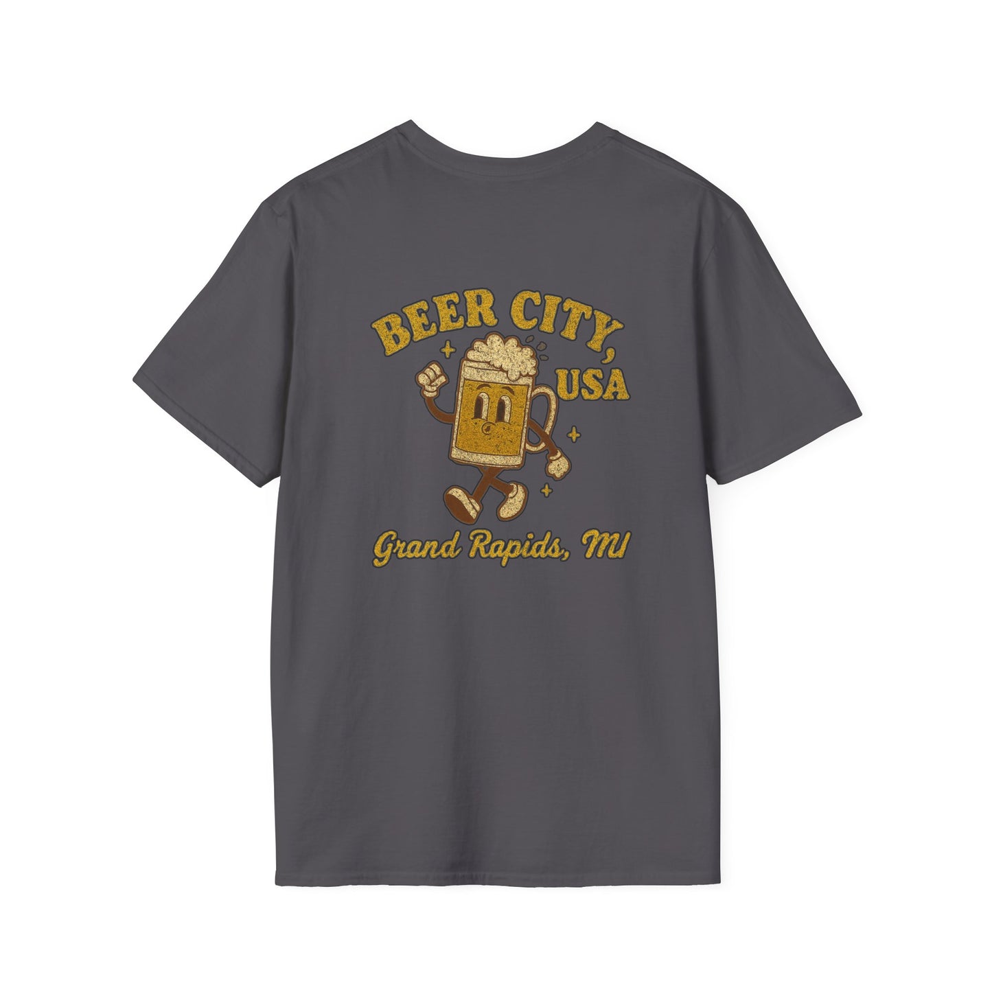 Vintage gold Beer City USA Grand Rapids MI with fun old-school 70's beer mug image