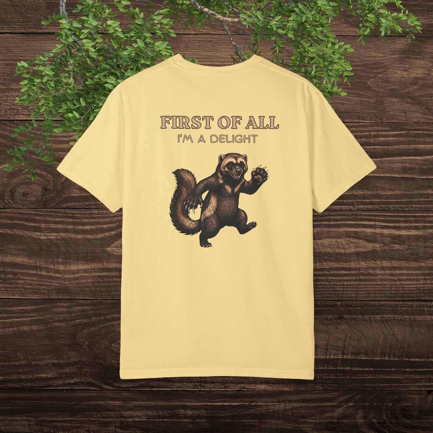 Funny Wolverine T-Shirt — "First of All I'm a Delight" Michigan Animal Tee