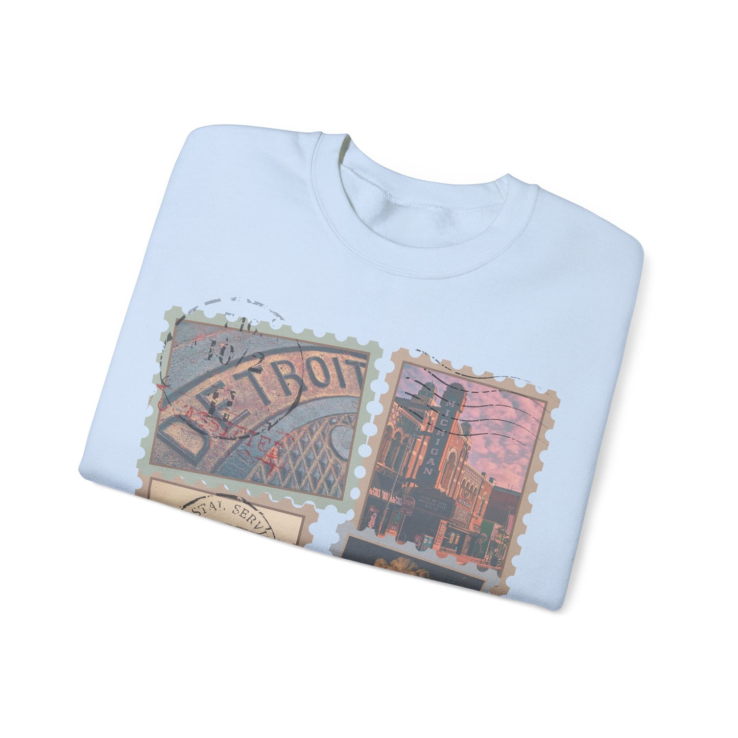 Michigan Vintage Stamp Style Sweatshirt Detroit highlight designed only for NotorieTEES