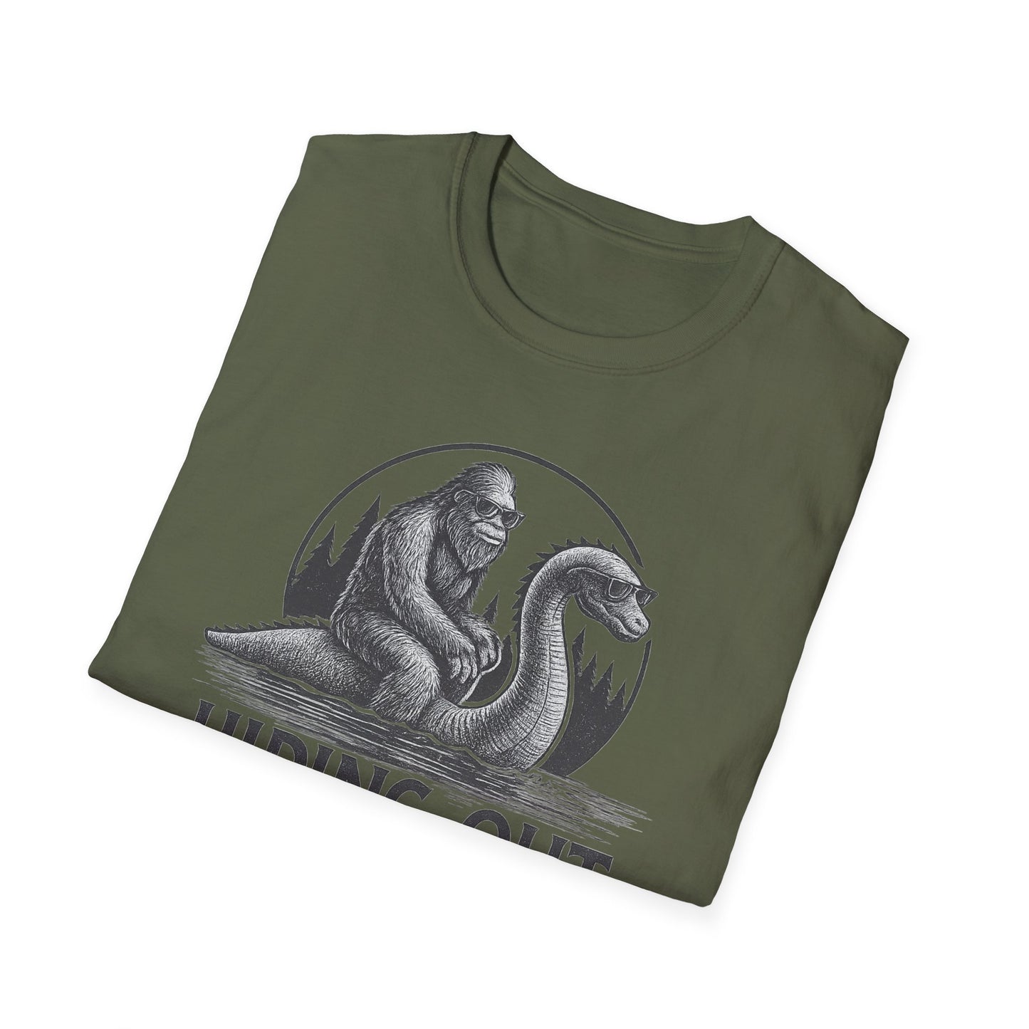 Hiding Out Up North T-Shirt — Sasquatch & Loch Ness Monster Vintage Graphic Tee