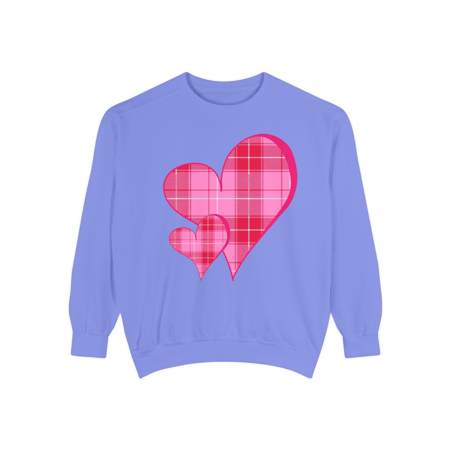 Pink Plaid Hearts Sweatshirt Valentine Heart Graphic
