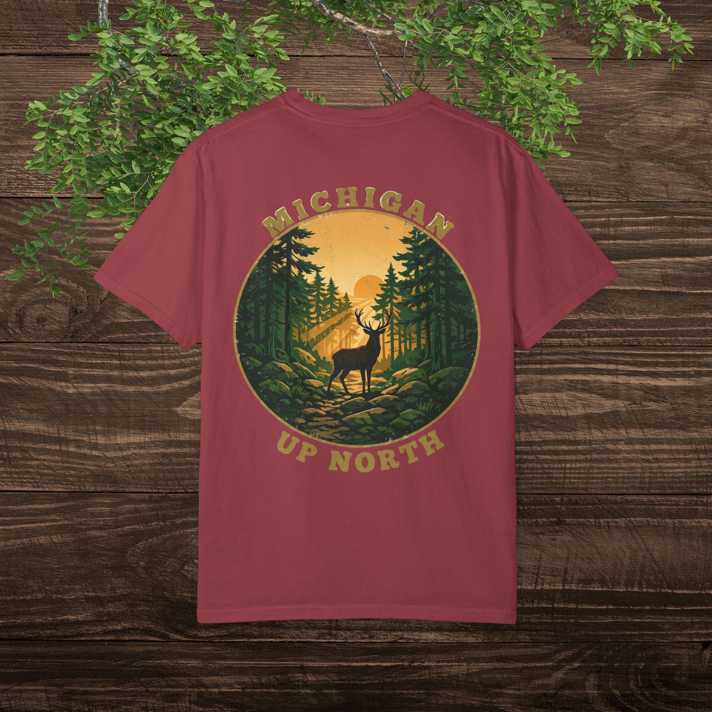 Michigan Up North Tee — Sunrise Deer Forest T-Shirt