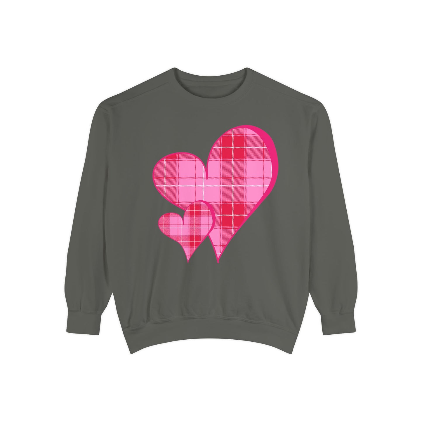 Pink Plaid Hearts Sweatshirt Valentine Heart Graphic