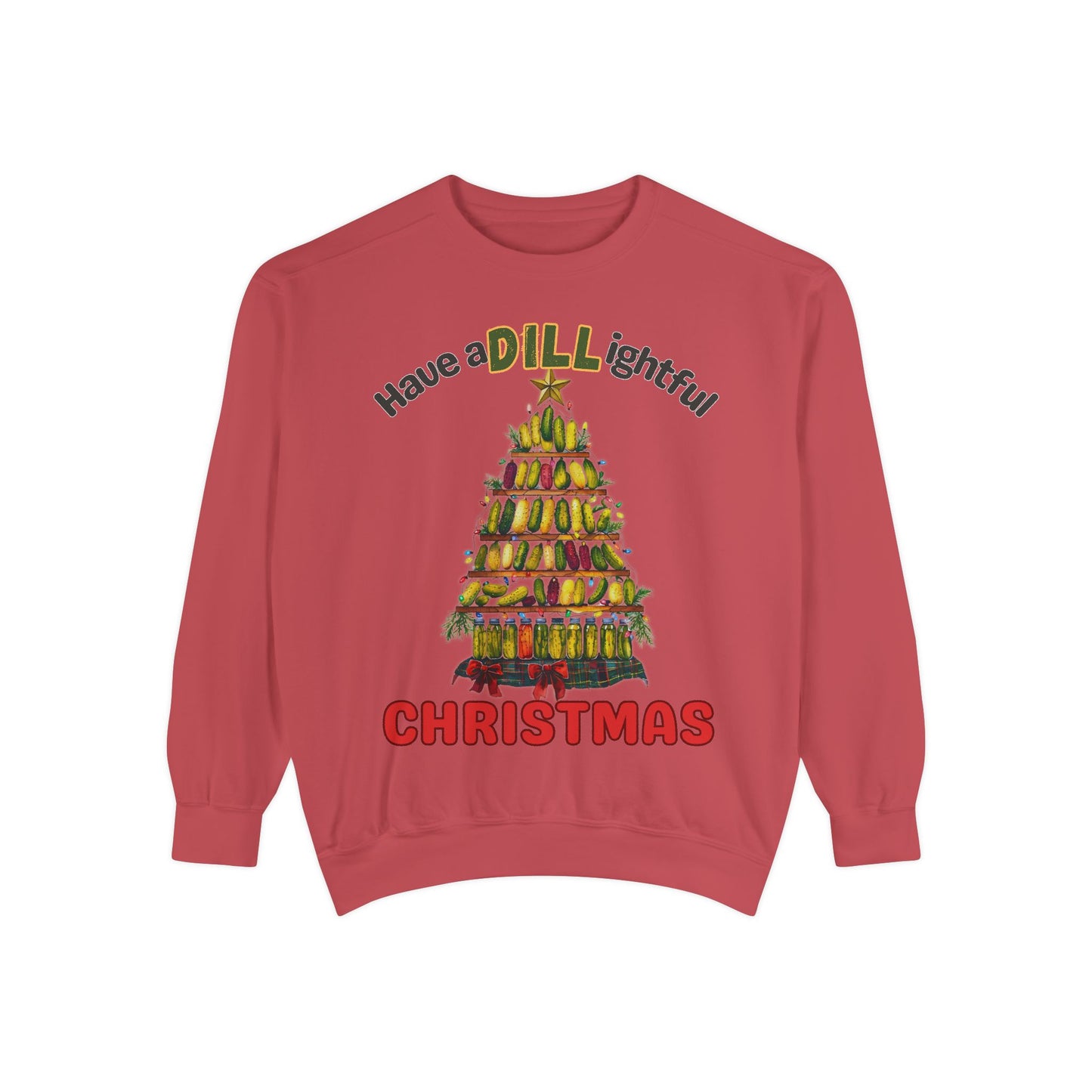 Have a DILL ightful Christmas Dill Pickle Christmas tree sweatshirt Comfort Colors
