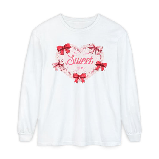 Valentine Heart Graphic Long Sleeve Shirt | Women’s Cozy Love Tee | Sweet Coquette Gift