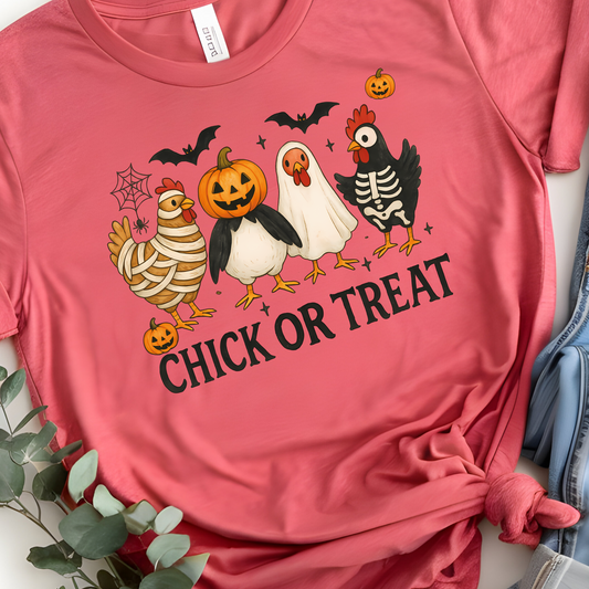 Halloween Chick or Treat Tee, Funny Halloween T-Shirt, Unisex Cotton Tee, Great for Parties, Gift for Kids and Adult