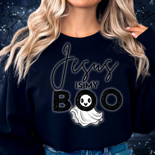 Jesus is My Boo Sweatshirt, Fall Crewneck, Halloween Apparel, Cozy Graphic Sweatshirt, Christian Outfit, Cute Gift for Him/Her