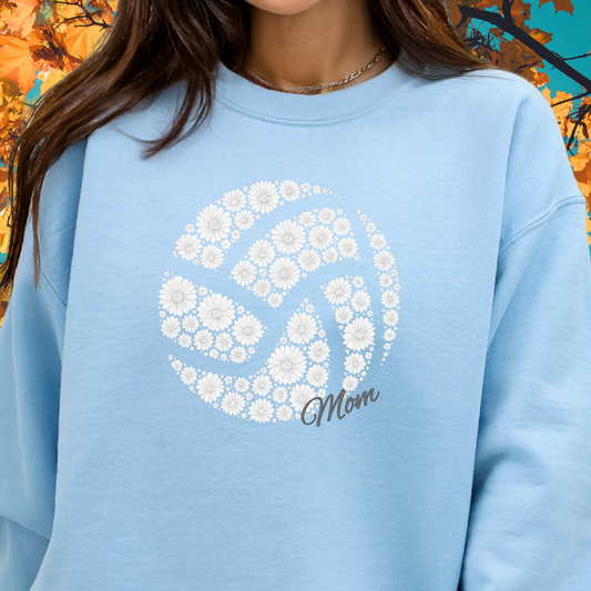 Floral Boutique Volleyball Mom sweatshirt, Cozy Sports Crewneck, Athletic Team Spirit, Gift for Volleyball Mom