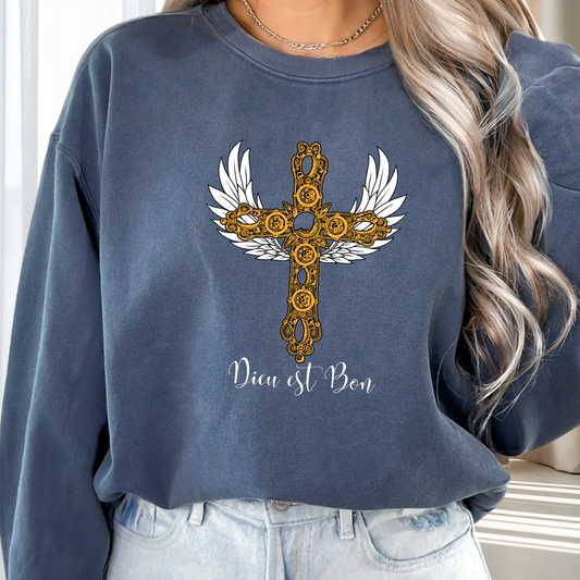 Dieu est Bon God is Good Comfort Colors long-sleeve Cozy shirt