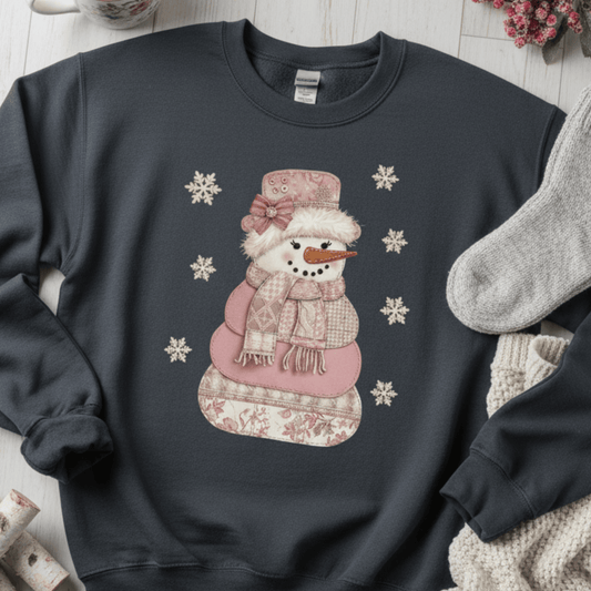SNOWGIRL FAUX Patchwork Cozy Shirt | Winter Comfort, Holiday Gift, Crewneck, Cute Christmas Sweatshirt