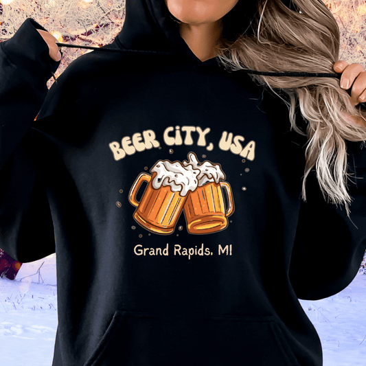 Beer City USA Hoodie Grand Rapids Michigan Sweatshirt Cozy Brewery Tour Shirt Great Lakes Craft Beer Gift Unisex Fit