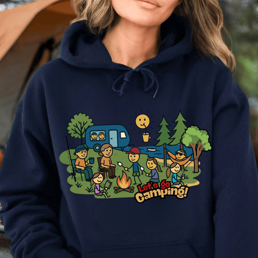Camping Crew Hoodie — Cute Vintage Camper & Forest Graphic Pullover