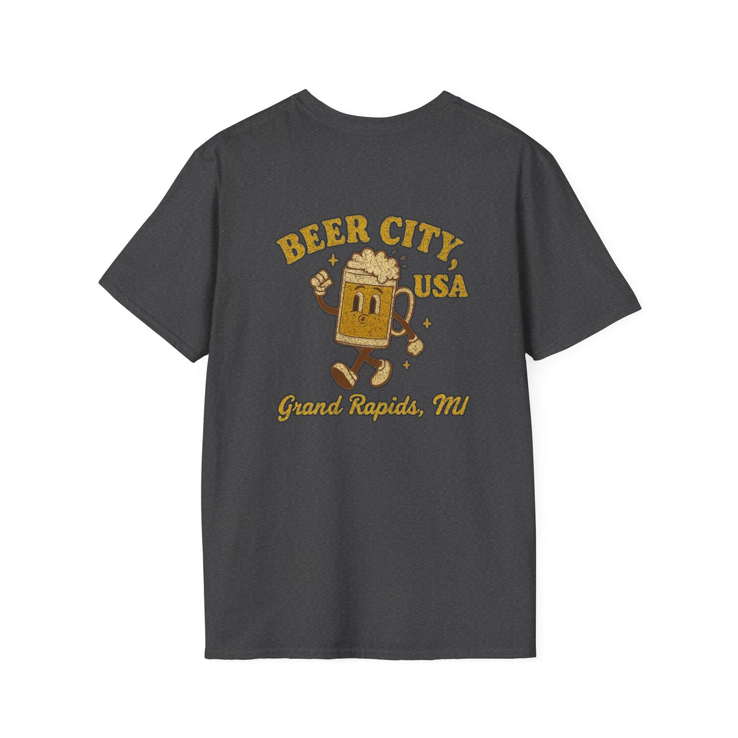 Vintage gold Beer City USA Grand Rapids MI with fun old-school 70's beer mug image