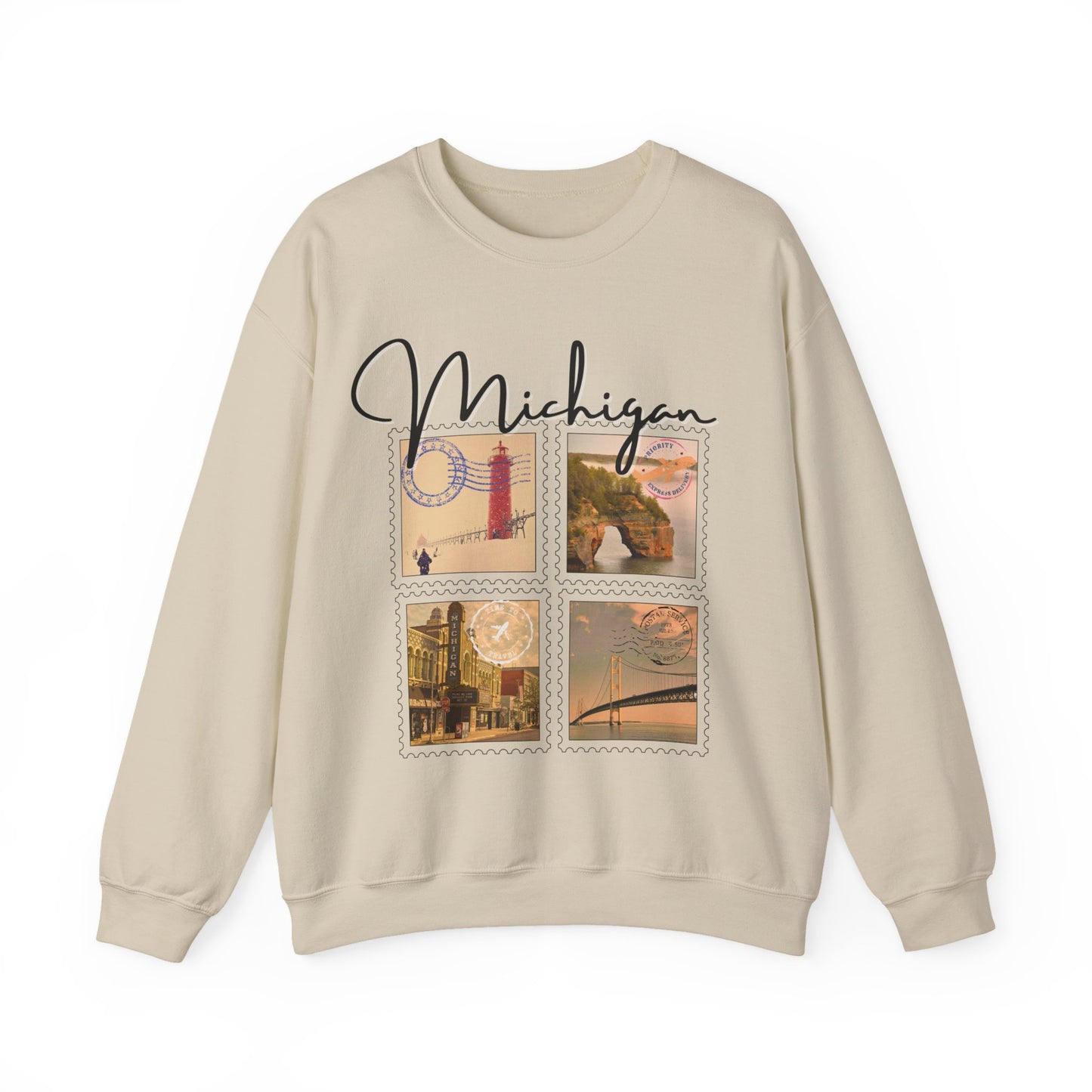 Michigan Vintage Stamp Style Sweatshirt designed only for NotorieTEES