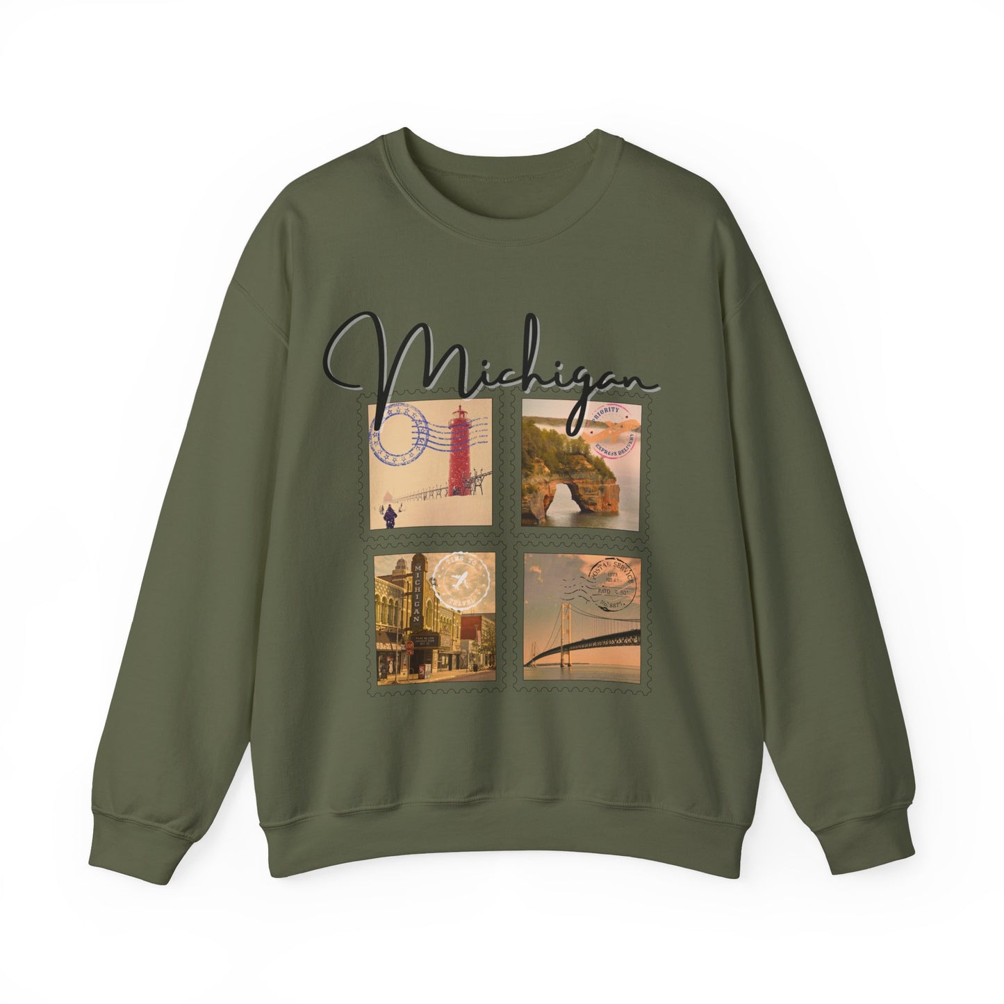 Michigan Vintage Stamp Style Sweatshirt designed only for NotorieTEES