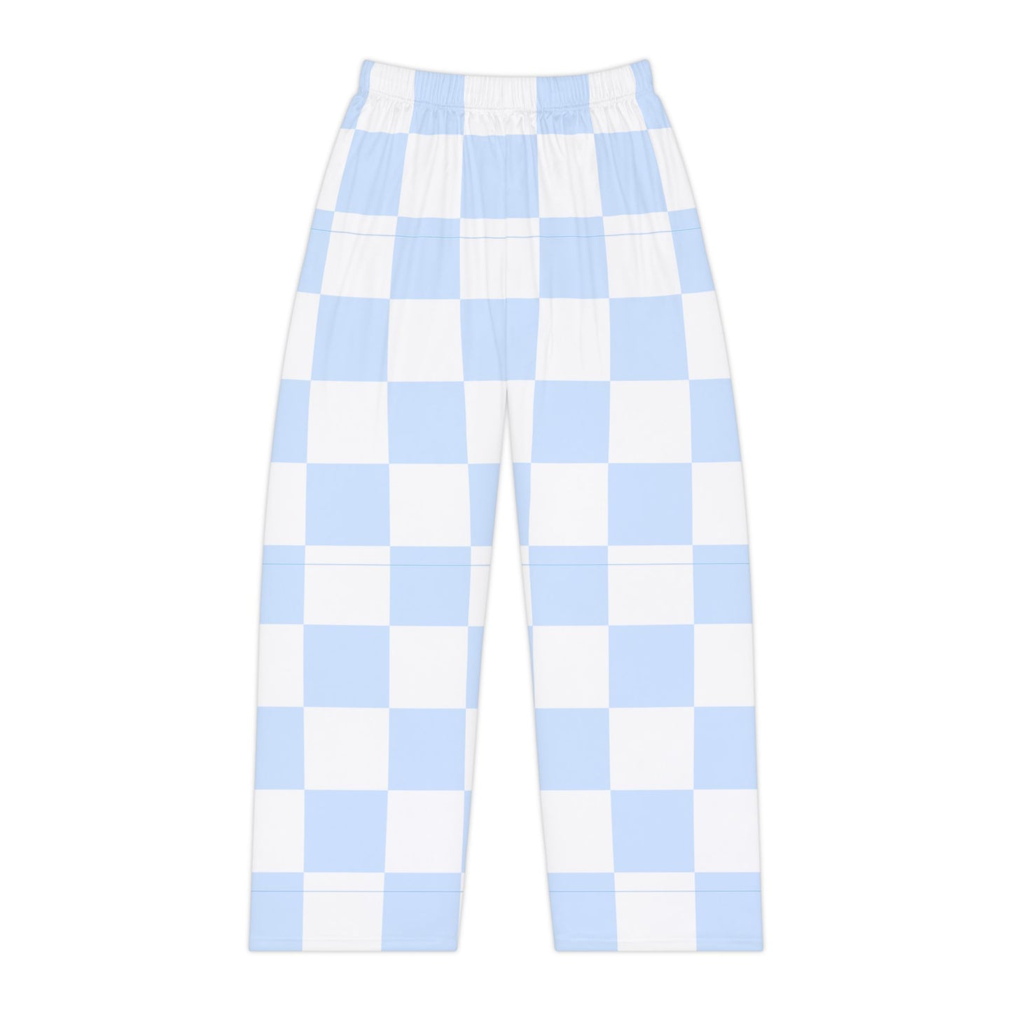 Light Blue Check & White Women's Pajama Pants — Cozy Sleepwear Lounge Pants
