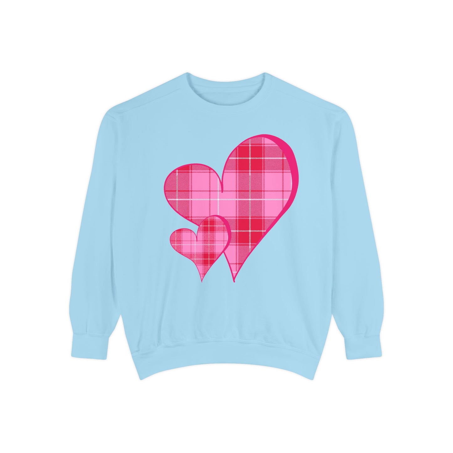 Pink Plaid Hearts Sweatshirt Valentine Heart Graphic