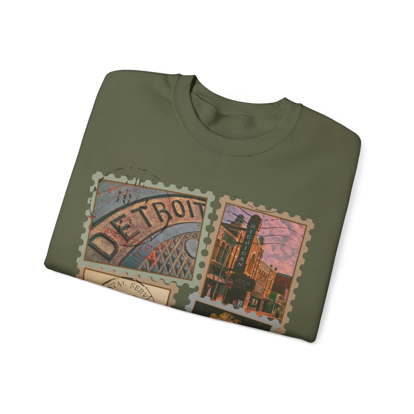 Michigan Vintage Stamp Style Sweatshirt Detroit highlight designed only for NotorieTEES
