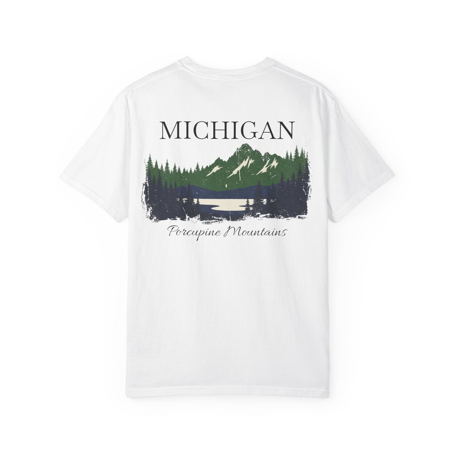 Porcupine Mountains Vintage Distressed T-Shirt — Michigan Retro Nature Tee