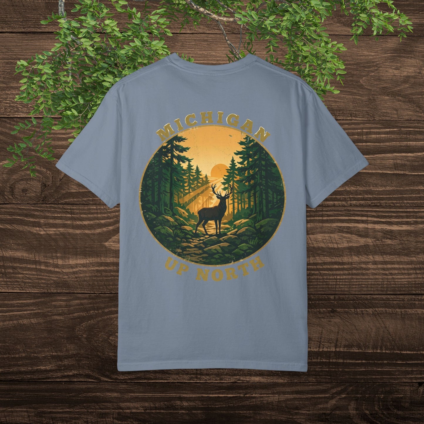 Michigan Up North Tee — Sunrise Deer Forest T-Shirt