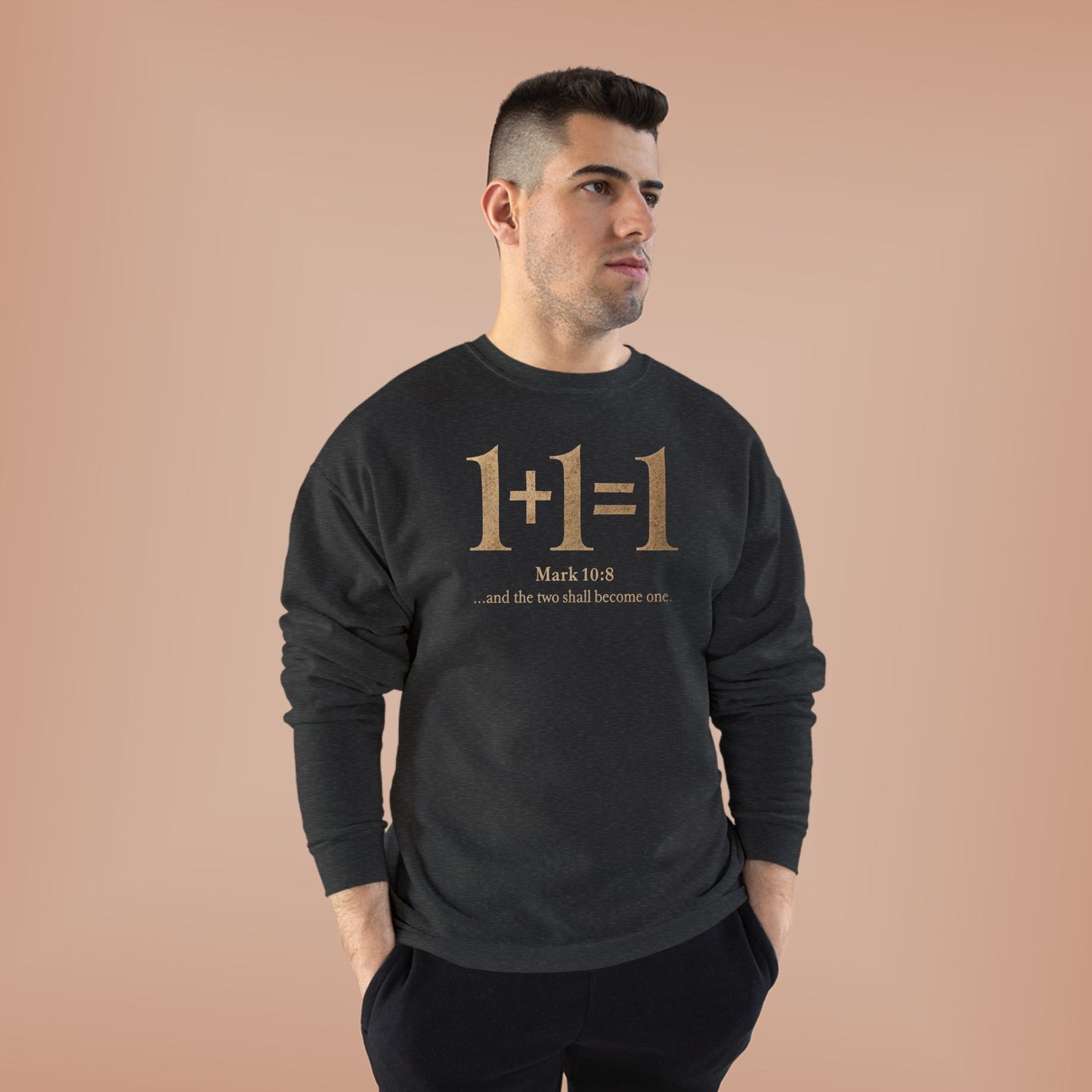 1+1=1 Faith Crewneck Sweatshirt — Christian Marriage Statement Soft Cozy Pullover for everyday wear