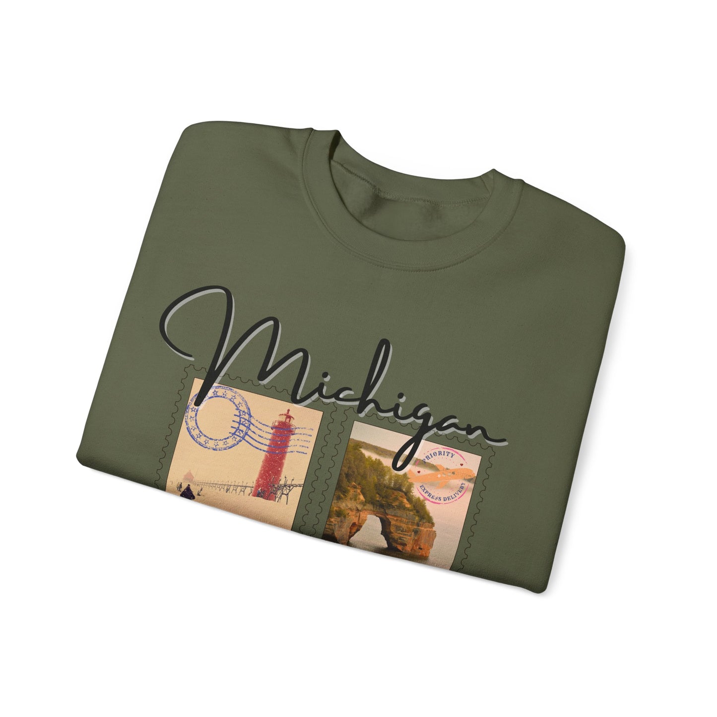 Michigan Vintage Stamp Style Sweatshirt designed only for NotorieTEES
