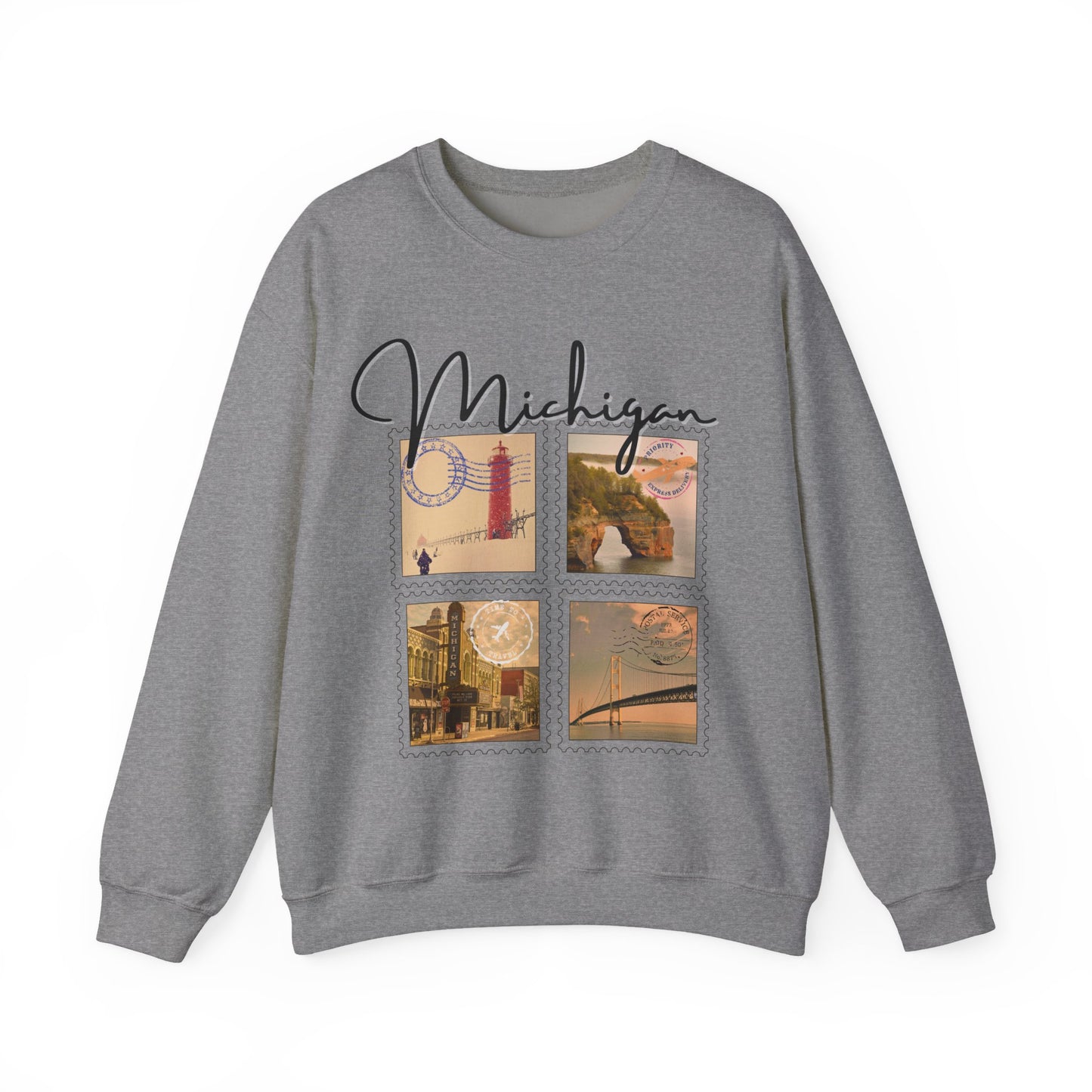 Michigan Vintage Stamp Style Sweatshirt designed only for NotorieTEES