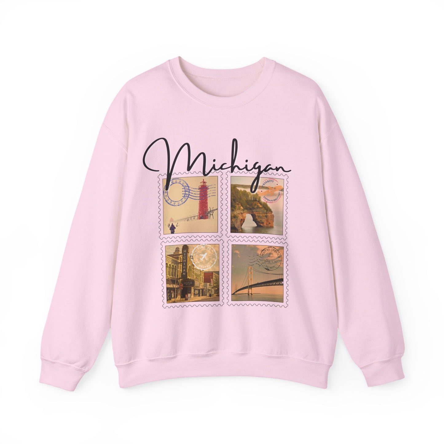 Michigan Vintage Stamp Style Sweatshirt designed only for NotorieTEES