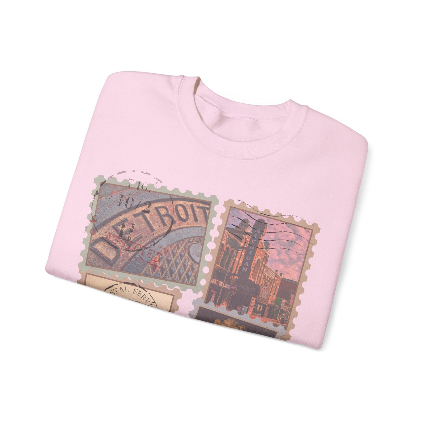 Michigan Vintage Stamp Style Sweatshirt Detroit highlight designed only for NotorieTEES
