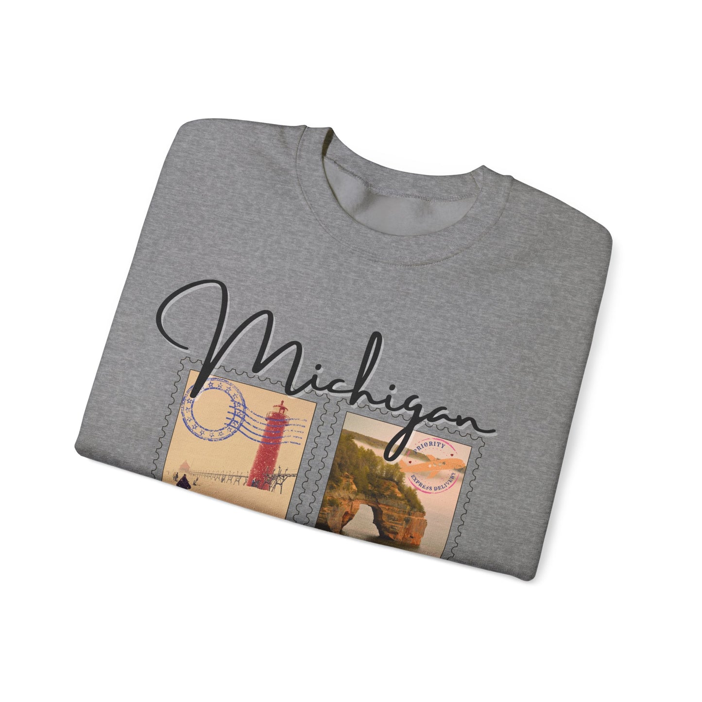 Michigan Vintage Stamp Style Sweatshirt designed only for NotorieTEES