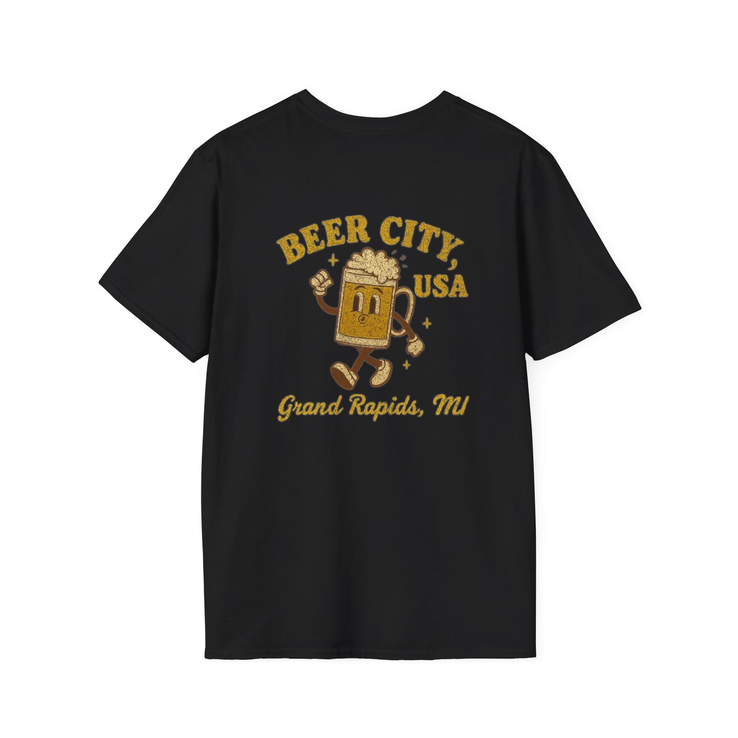 Vintage gold Beer City USA Grand Rapids MI with fun old-school 70's beer mug image